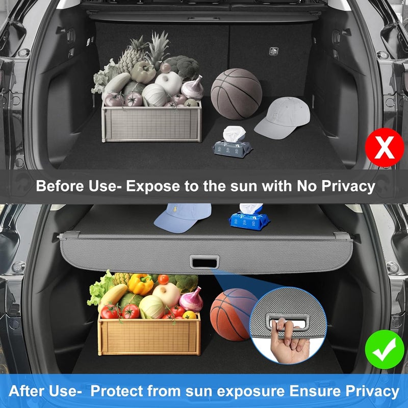 AUXKO Retractable Cargo Cover for 2025 2024 2023 Cadillac Lyriq, Carbon Fiber Trunk Cover Luggage Security Shade Cover Shielding Shade Anti-Peeping Luggage Privacy Screen with 4PCS Headrest Hooks - Image 4